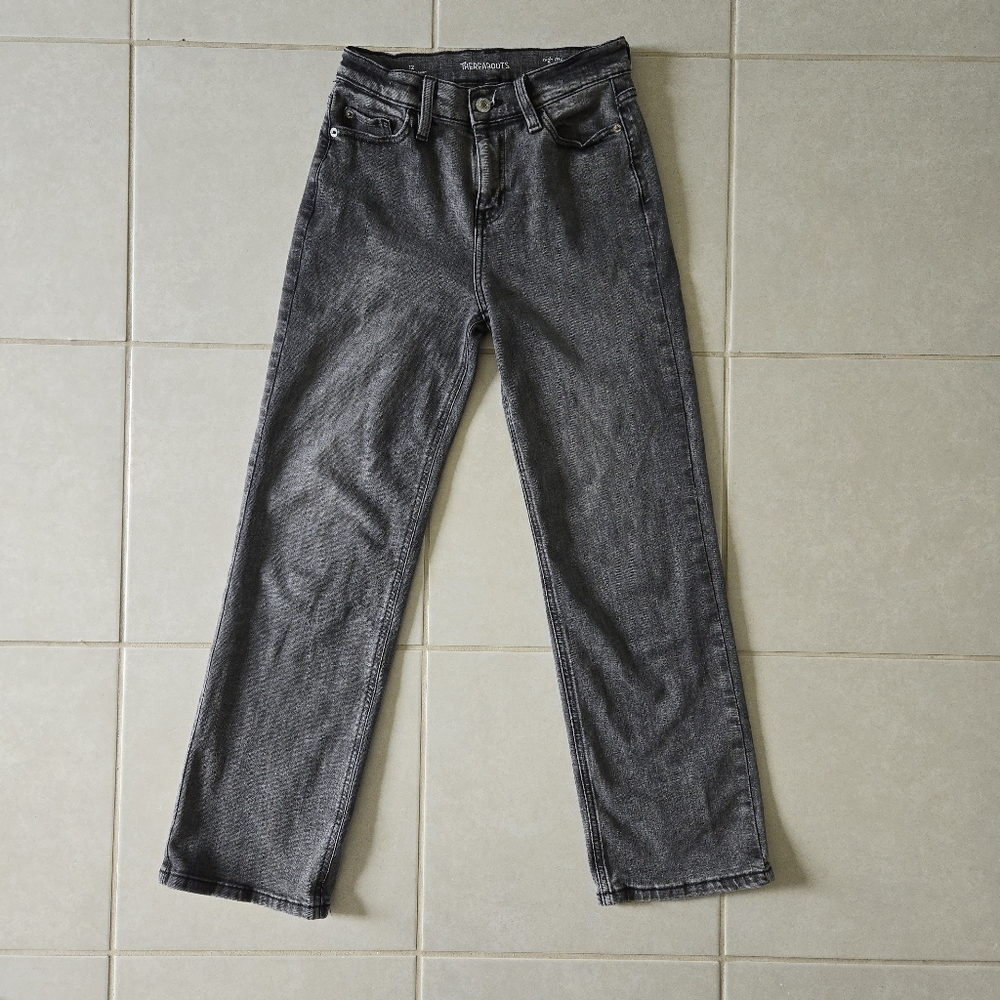 Thereabouts Girls High Rise Wide Leg Jeans Denim Sz 12 Black Wash